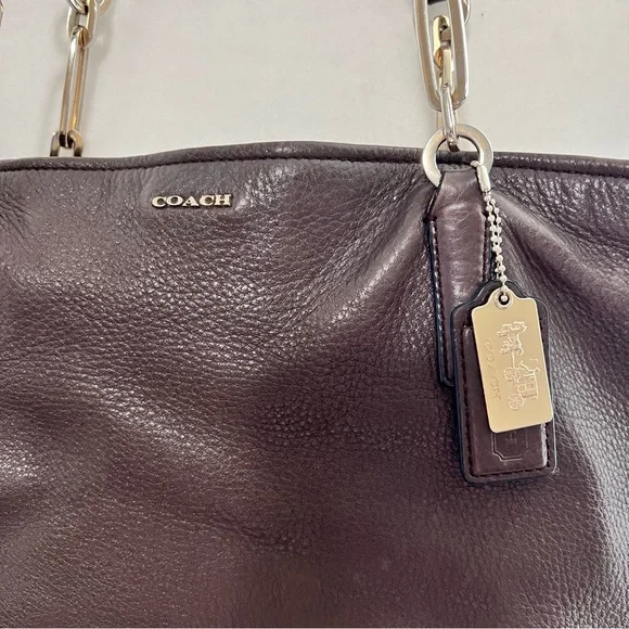 Coach Madison Pebbled Leather Tote in Espresso/Eggplant - Picture 3 of 16